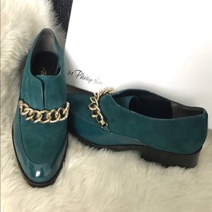 Philip lim chain loafer in green suede